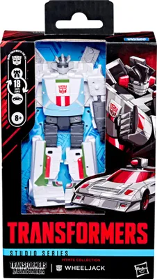 The image shows a Transformers Studio Series Deluxe Class Action Figure of Wheeljack in its retail packaging. The packaging features the Transformers logo, product name, and an illustration of the character in both robot and vehicle modes.