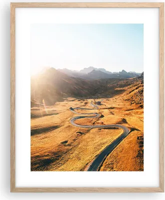Produktbild von Gerahmtes Poster - Rahmen in heller Eiche - Sonne Berge Weg - 40x50 cm - Wand Bild - Wanddeko - Wandbilder - Kunstposter - Wandposter - Bilderrahmen - Bilder - Kunstdruck - P2NPA40x50-4836