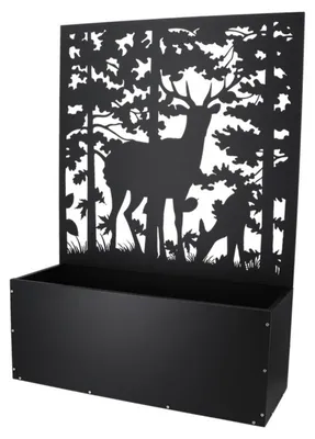 Image de Bac à fleurs + treillis avec un motif de cerf - Noir - L 100,4 x H 140,1 cm