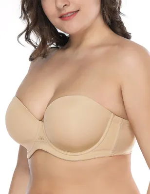 Imagen del producto de Sujetador sin tirantes para mujer, con soporte y copas acolchadas