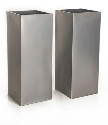 Immagine prodotto di Set da 2 vasi da fiori BLOCK in zinco argento 40x40x100 cm