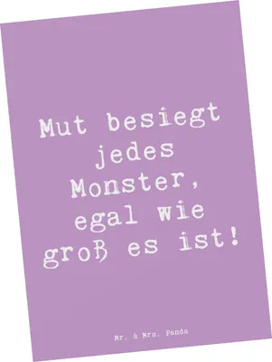 Produktbild von Mr. & Mrs. Panda Grußkarte Spruch Ängste vor Monstern besiegen - Lavendeltraum - Geschenk, Trost, Mut, Ansichtskarte, Schutz, Motivkarte, Ansichtskarten, Selbstvertrauen