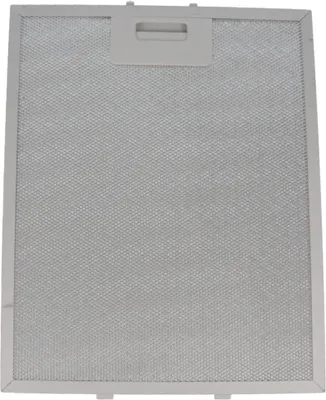 A metal mesh filter with a gray handle on top.