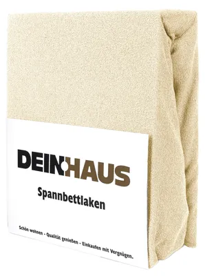 Produktbild von Spannbettlaken Frottee Baumwolle, hautfreundlicher Stoff, Bettlaken mit Gummizug Ecru 120 x 200 cm
