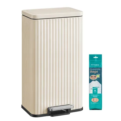 Produktbild von SONGMICS Mülleimer Küche, Abfallbehälter mit Deckel und Pedal, Softclose, Herausnehmbarer Inneneimer, 30 L, Beige