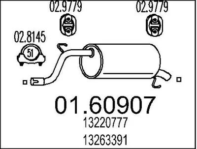 Produktbild von MTS 01.60907 Endschalldämpfer für OPEL Corsa D Schrägheck (S07) Auspuff