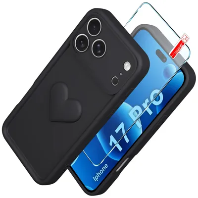 Zdjęcie produktu dla Etui do iPhone 17 Pro CASE silikonowe MATOWE serce + Szkło ochronne 9H