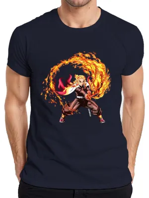 Obrázok produktu pre Rengoku Flames Hashira Anime Fight Samurai Gift Pánske tričko, Navy, S