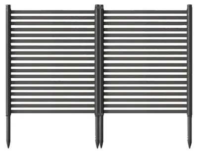 Immagine prodotto di Schermo per esterni - Recinzione da giardino, composta da 2 elementi, da non interrare - Acciaio resistente alla ruggine - Elemento decorativo per delimitare terrazza e giardino - Colore nero