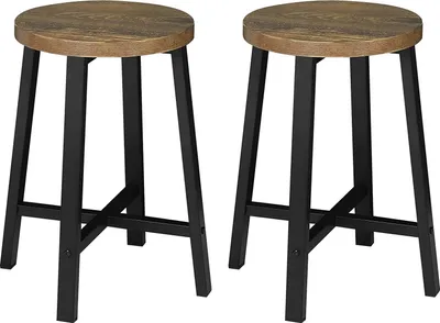 Produktbild von WOLTU Esszimmerstühle 2er Set, Küchenstuhl, Esszimmerhocker, Küchenhocker, Hocker mit Metallbeinen, im Industrial Design, Vintage-Holzmaserung Schwarz