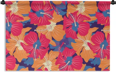 Produktbild von MuchoWow® Wandteppich Wandbehang Sommer - Blumen - Hawaii - Muster 60x40 cm Tapisserie Dekoration Wandtuch - Wanddekorationen