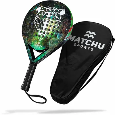 Produktbild von Matchu Sports Bear Padelschläger – 100% Carbon-Rahmen – rund, 360 g – für Anfänger – inklusive Padeltasche