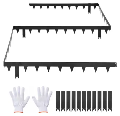 Obrázek produktu pro VEVOR Okraj trávníku, balení po 10 kusech, 1016 x 114,3 mm, ohraničení záhonů s 11 upevňovacími sponami, ohraničení záhonů z pozinkované oceli, plechy na trávník, okraj pro sekání, kovová palisáda pro květinové záhony a zahradní cesty, černá