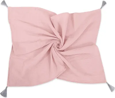 Immagine prodotto di Coperta per neonati in mussola con nappe - rosa pastello