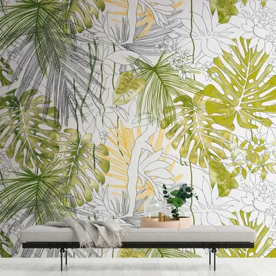 Obrázek produktu pro Profhome 382321-GU Netkaná tapeta jungle matná zelená bílá šedá žlutá 3,71 m x 2,8 m