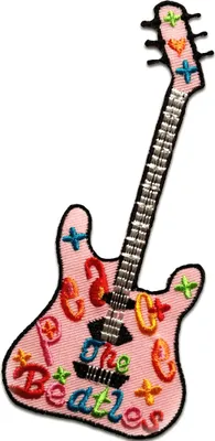 Produktbild von Gitarre Girly - Aufnäher, Bügelbild, Aufbügler, Applikationen, Patches, Flicken, Zum Aufbügeln, Größe: 5,5 x 13 cm