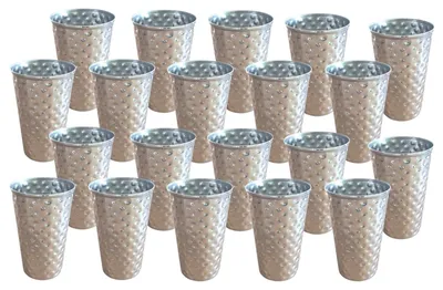 Produktbild von Edelstahl Becher 500ml 20er-Set gehämmert Trinkbecher Metallbecher Camping Party
