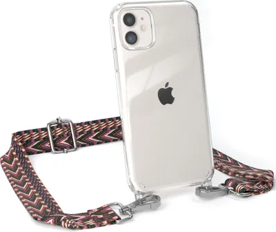 Produktbild von EAZY CASE Handykette - Verstellbarer Trageriemen kompatibel mit Apple iPhone 11, Handykordel mit transparenter Silikon-Hülle, Band in Lila