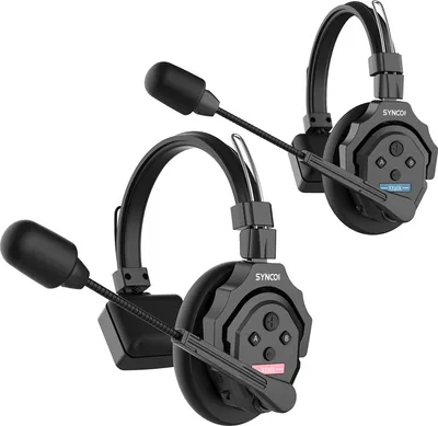 Produktbild von SYNCO Xtalk X2 2-Personen-Sprechanlagen-Headset-System, kabellos, 2,4 G, mit Mikrofon, eingebauter Batterie, 350 m/1148 ft uebertragung, 3,5 mm, Echtzeitueberwachung fuer Filmproduktion, Live-uebertragung, Buehnenauftritt, Teamwork-Kommunikations-Headset
