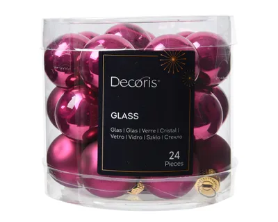 Produktbild von Set mit 24 Christbaumkugeln aus Glas 2,5cm rosa matt glänzend