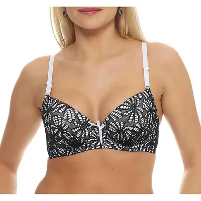 Produktbild von Damen Push-Up BH Bügel-BH mit Schleife und Spitze; Weiß 70 C
