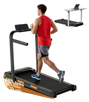 Produktbild von Laufband mit 16 % Steigung, leisem 2,5-PS-Motor, ideal für Homeoffice, Gehen, Joggen und Laufen, maximale Belastbarkeit: 150 kg,