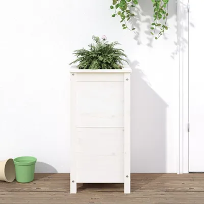 Image de Maison Exclusive - Bac à plantes blanc 40x40x78 cm Bois massif Pin