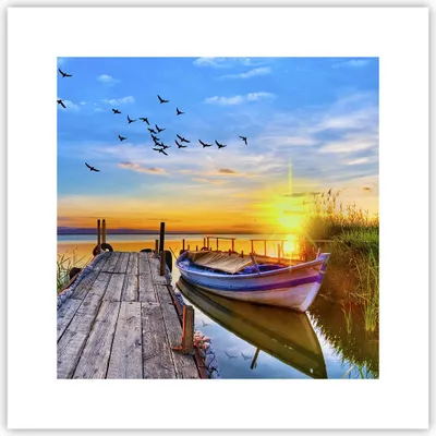 Produktbild von Poster - Poster ohne Rahmen - See Boot Wasser - 30x30 cm - Wand Bild - Wanddeko - Wandbilder - Kunstposter - Wandposter - Bilder - Kunstdruck - Wanddekoration - Wandbild - P2XAC30x30-3983
