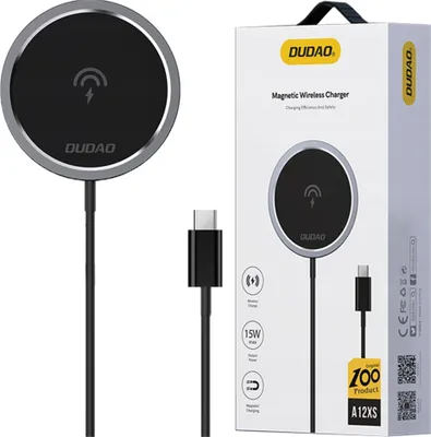 Obrázek produktu pro DUDAO Kit 15W magnetická bezdrátová nabíječka Qi a 20W AC MagSafe Kompatibilní s bílým smartphonem Černý USB Bezdrátové nabíjení Rychlé nabíjení Vnitřní nabíjení