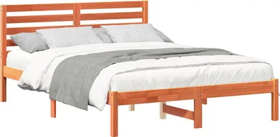 Produktbild von vidaXL Bettrahmen Wachsbraun 135 x 190 cm Massives Kiefernholz