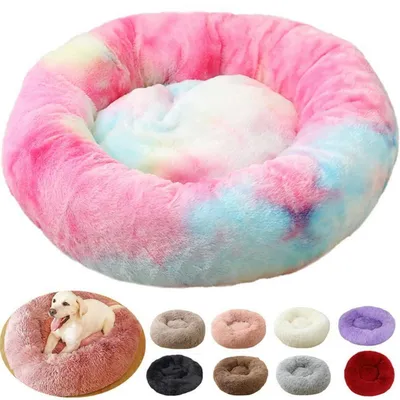Obrázek produktu pro Kulatá, měkká a pratelná pelíšek pro psy, ve tvaru donutu, růžová barva, průměr 100 cm, vhodná pro velké psy