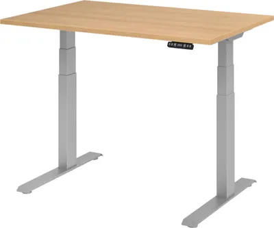 Produktbild von bümö Schreibtisch elektrisch XDKB - Gestell: Silber, Größe:  120 x 80 cm, Nachbildung: Eiche