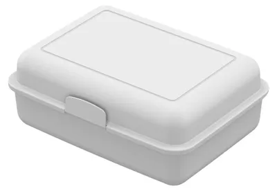 Zdjęcie produktu dla Lunchbox "Pausen-Box" wykonana z bioplastiku - wytrzymałe pudełko na jedzenie z zamykaniem na zatrzaski, przeznaczone dla dzieci i dorosłych - kolor biały