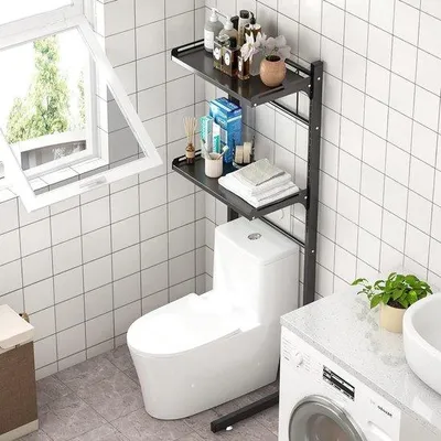 Image de Étagère de rangement à pieds réglables pour lave-linge et espace évier