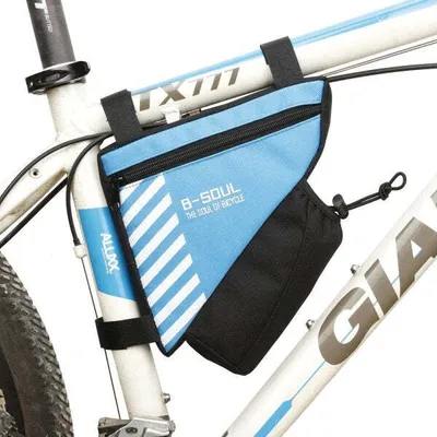Produktbild von Fahrrad Tasche mit Flaschenhalter Befestigung in Blau Schwarz
