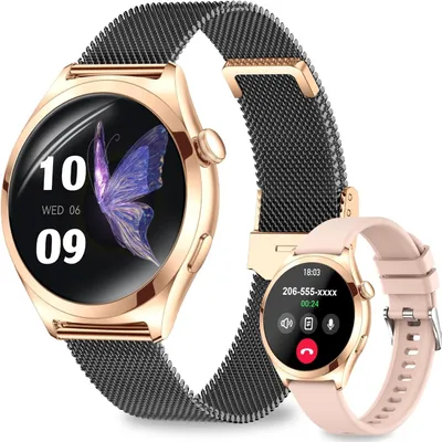 Produktbild von Smartwatch Damen 1,27" Rund Fitnessuhr mit Telefonfunktion, 120+ Sportmodi, Pulsuhr, Schlafmonitor, Schrittzähler, IP68 Wasserdicht für iOS Android