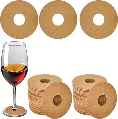 Imagen del producto de Etiquetas de papel kraft para copas de vino - 100 unidades - Copas de vino - Etiquetas de papel para copas de vino - Cócteles