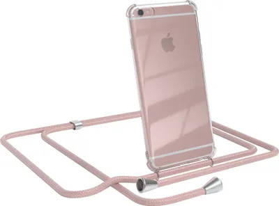 Produktbild von EAZY CASE Handykette kompatibel mit Apple iPhone 6 / 6S, Handyhülle mit Umhängeband, Handykordel, Schutzhülle Clear, Band in Rosa