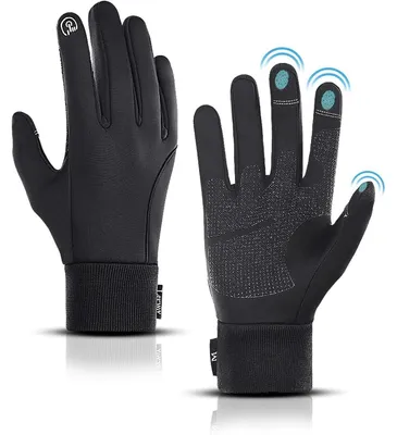 Immagine prodotto di Guanti invernali da uomo e da donna, touchscreen, antivento, idrorepellenti, neri, taglia XL