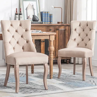 Immagine prodotto di Sedia da pranzo Sweiko (sedia da salotto con schienale alto e trapuntatura a bottoni, 2 pezzi), sedia da cucina, sedia imbottita, struttura in legno massiccio, rivestimento in velluto
