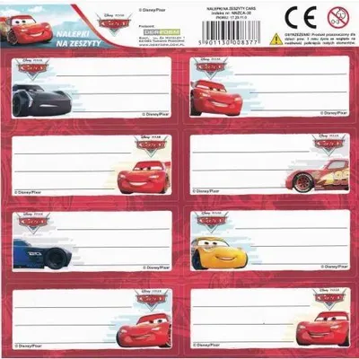 Zdjęcie produktu dla Naklejki na zeszyt Cars