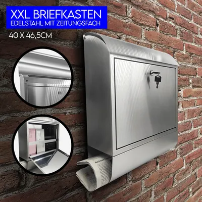 Produktbild von Edelstahl Briefkasten Zeitungsbox Wandbriefkasten Postkasten Zeitungsfach Neu