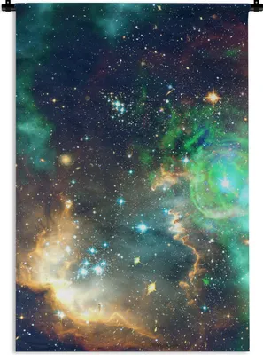 Produktbild von MuchoWow® Wandteppich Wandbehang Leerzeichen - Grün - Gelb 90x135 cm Tapisserie Dekoration Wandtuch - Baumwolle - Wandskulptur