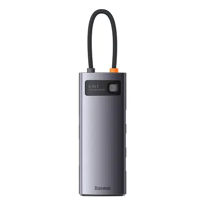 Immagine prodotto di Adattatore Metal Gleam 6in1, Baseus, HUB USB-C - HDMI, 3x USB3.0, SD, TF PD 100W, nero