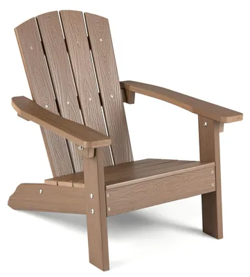 Obrázek produktu pro COSTWAY Adirondack – židle odolná proti povětrnostním vlivům z HIPS, zahradní židle s ergonomickým opěradlem a područkami, venkovní židle pro děti od 3 let, hnědá