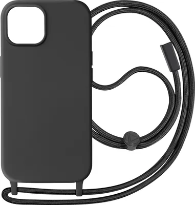 Produktbild von Avizar, Schutzhülle mit Nylonkette (80cm) für Apple iPhone 15, Schwarz