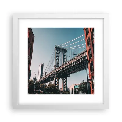 Produktbild von Gerahmtes Poster - Weißer Rahmen - Manhattan Brücke Brücke - 30x30 cm - Wand Bild - Wanddeko - Wandbilder - Kunstposter - Wandposter - Bilderrahmen - Bilder - Kunstdruck - P2WAC30x30-4675