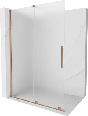 Image de Mexen Velar paroi de douche coulissante à l'italienne 130 x 200 cm, verre dépoli 8 mm, cuivre brossé - 871-130-000-33-65