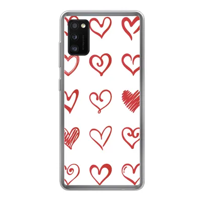 Produktbild von MuchoWow® Handyhülle Schutzhülle Hülle für Samsung Galaxy A41 Eine Illustration mit Herzen in verschiedenen Formen Silikon Softcase Handy Hülle - Mobiltelefon