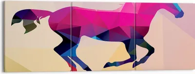 Produktbild von Bild auf Leinwand - Leinwandbild - Pferd Tiere Geometrie Diamant - 150x50cm - Wand Bild - Wanddeko - Leinwanddruck - Bilder - Kunstdruck - Wanddekoration - Leinwand bilder - Wandkunst - CA150x50-2803
